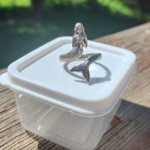 Sterling silver and blue topaz Mermaid ring. Size 9
